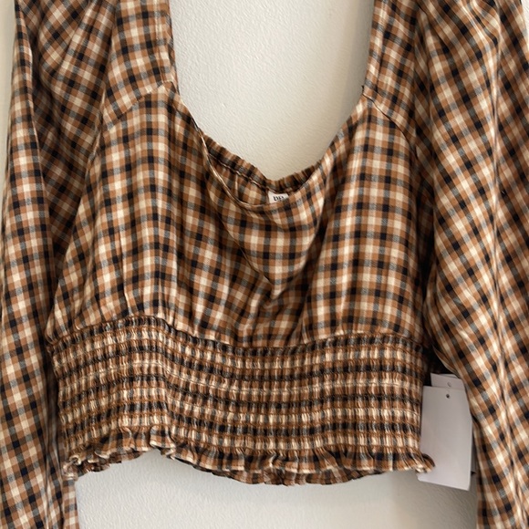 B.P. Nordstrom Plaid Crop Long Sleeve Top | NWT | Size 1X - Picture 9 of 10